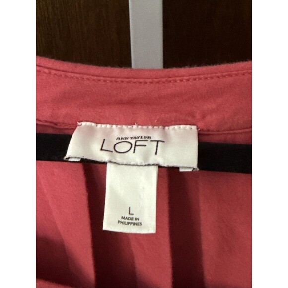 ?Vtg Ann Taylor LOFT Cotton Blend Minimalist Dress Pink Sz L Pleated Lg Buttons - Picture 3 of 5